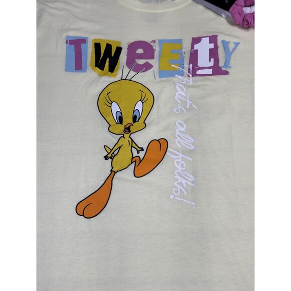 Looney Tunes Tweety Bird T-Shirt Crew Neck Yellow Juniors Size 21 XXXL - Picture 2 of 8